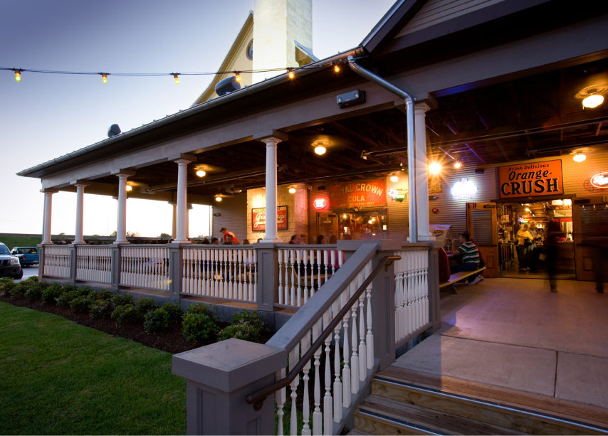Covered patio event space at Goode Co. Catering venue in Houston