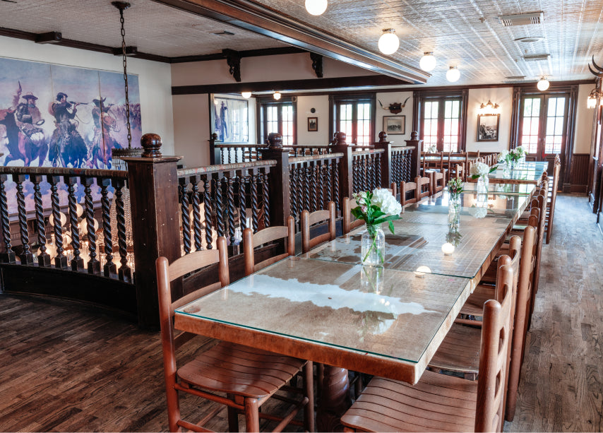Upstairs balcony overlooking Goode Co. Catering event space
