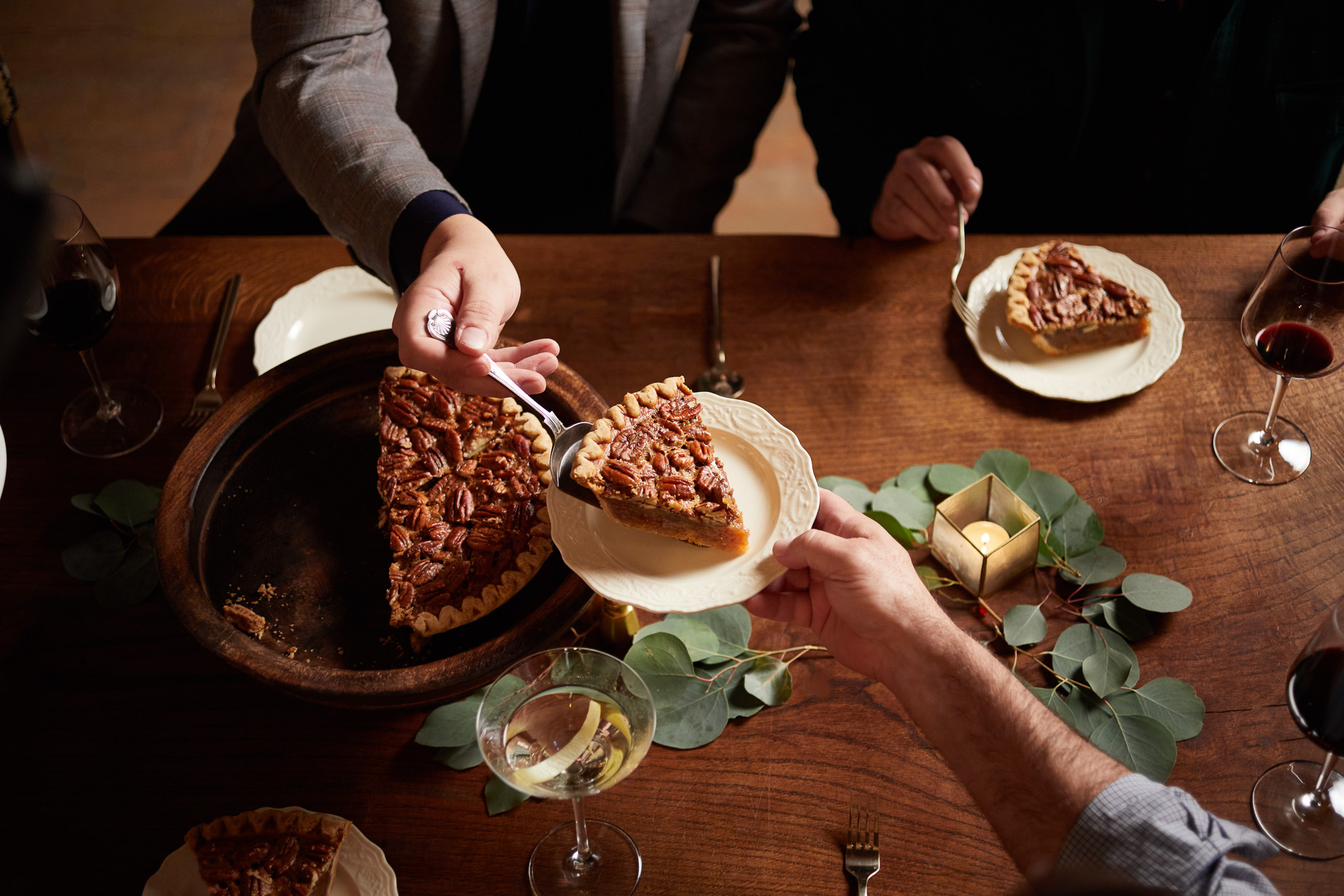 Serving a Slice of Goode Co. Famous Pecan Pie at a Corporate Holiday Party