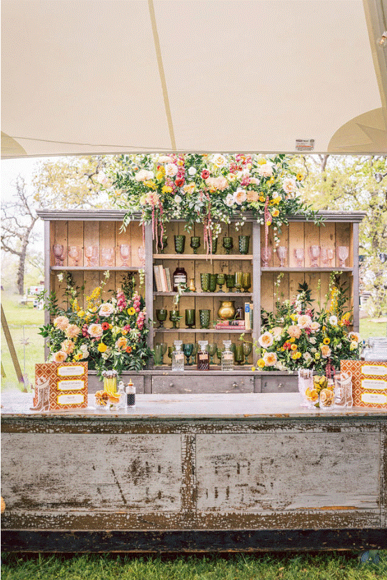 A beautiful catered display with florals.